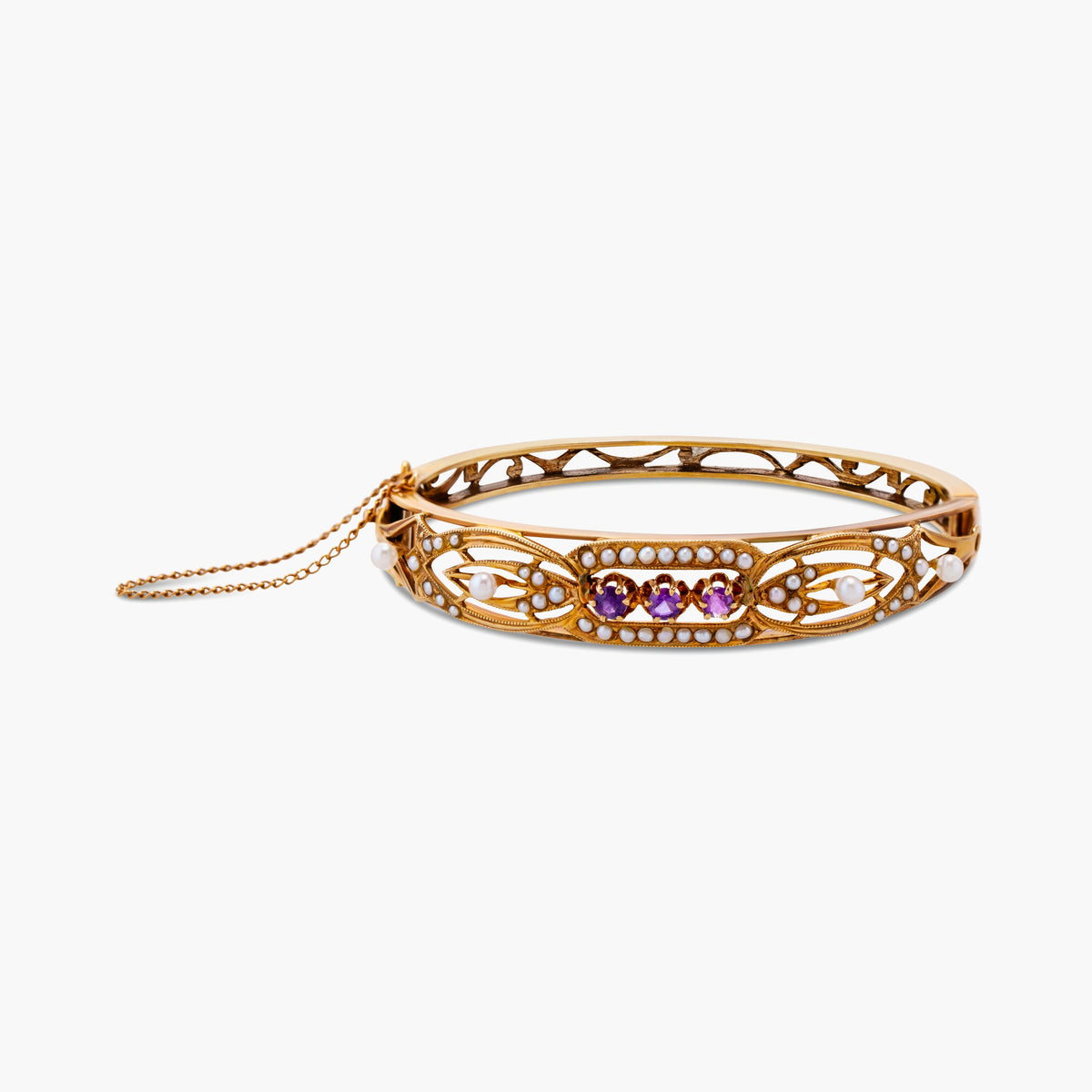 Amethyst & pearl bangle
