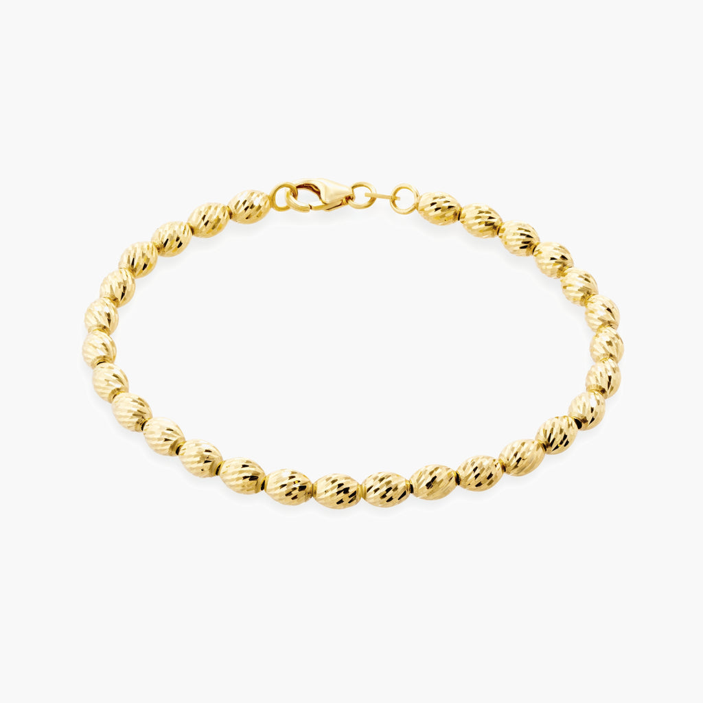 Gold Oval Ball Bracelet, Diamond-Cut Finish