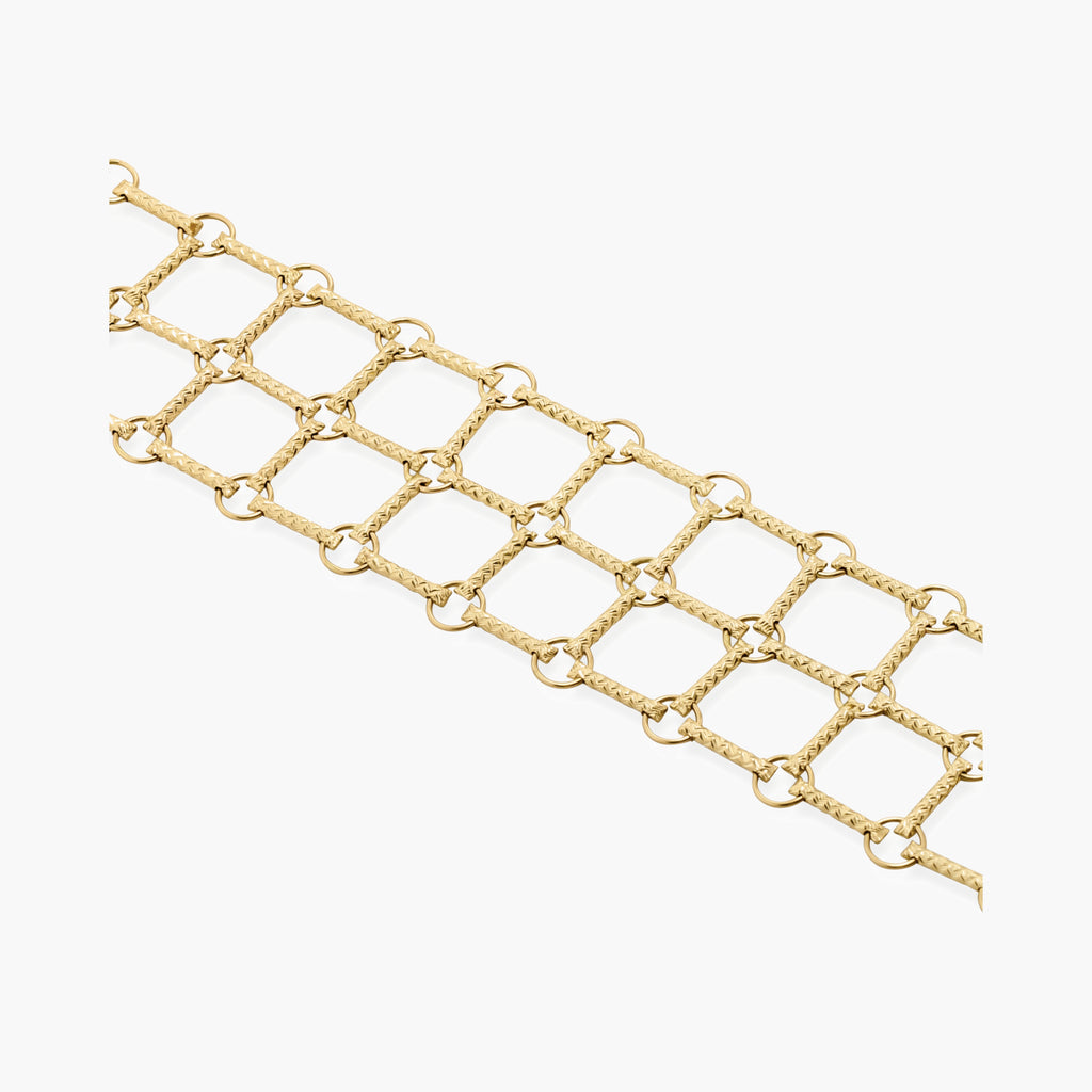 Gold Tube and Circle Link Bracelet, Diamond-Cut Finish