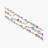 Multi-Gemstone and Diamond Three-Strand Bracelet