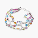 Multi-Gemstone and Diamond Three-Strand Bracelet
