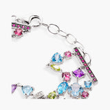 Multi-Gemstone and Diamond Three-Strand Bracelet