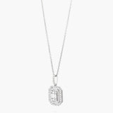 Baguette centre w round diamond double frame pendant