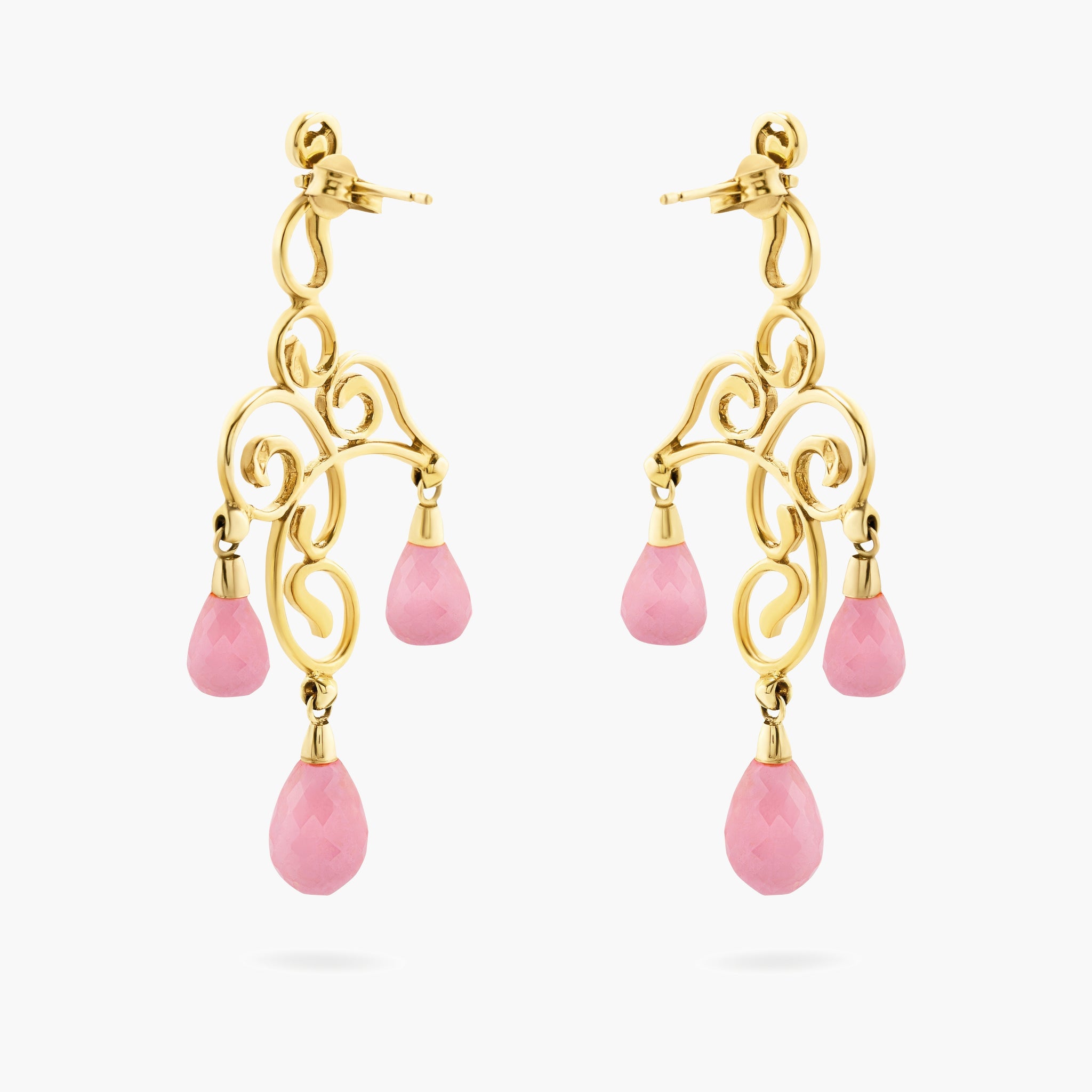 Aqua drop chandelier earrings