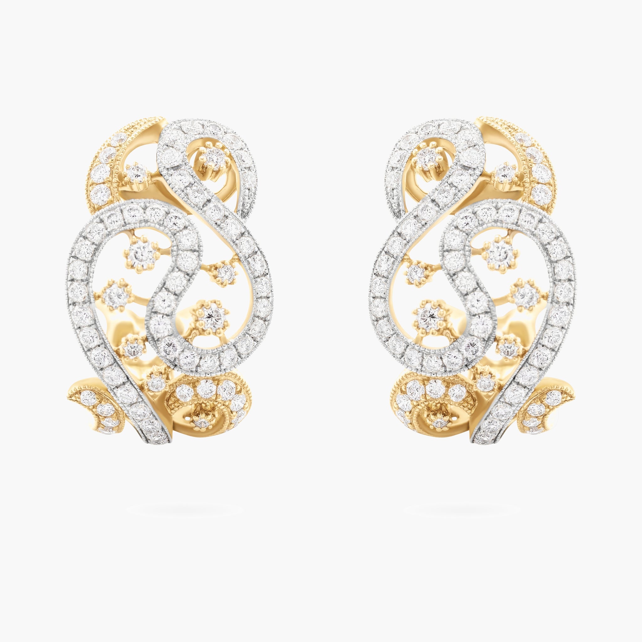 Fancy 2 tone diamond FB earrings