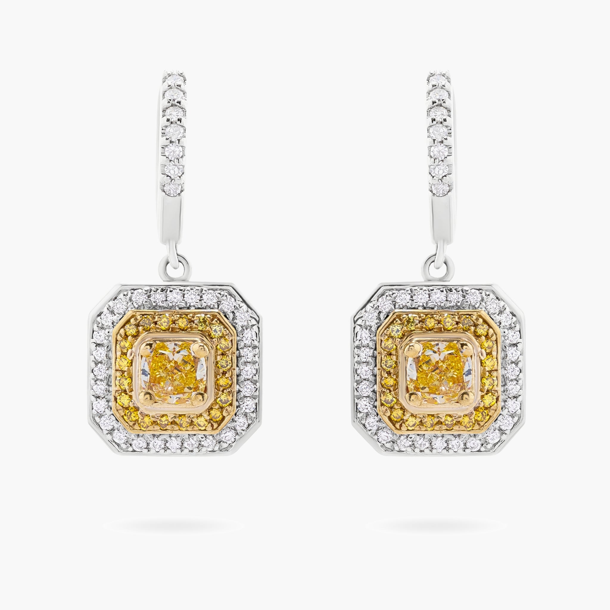 Yellow Diamond + White Diamond earrings