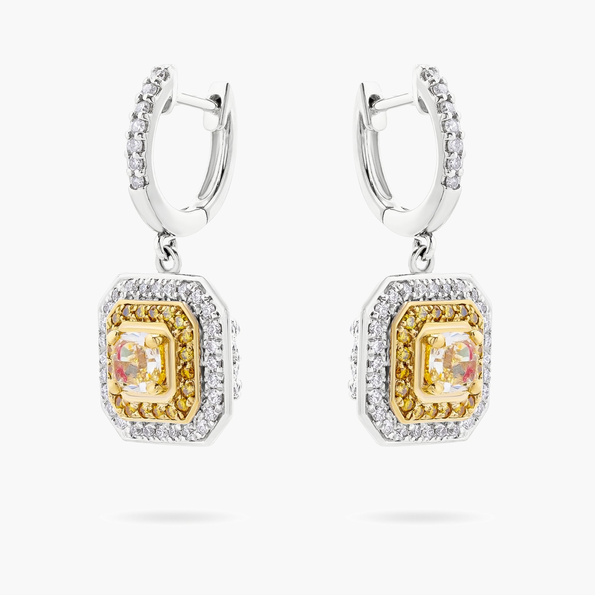 Yellow Diamond + White Diamond earrings