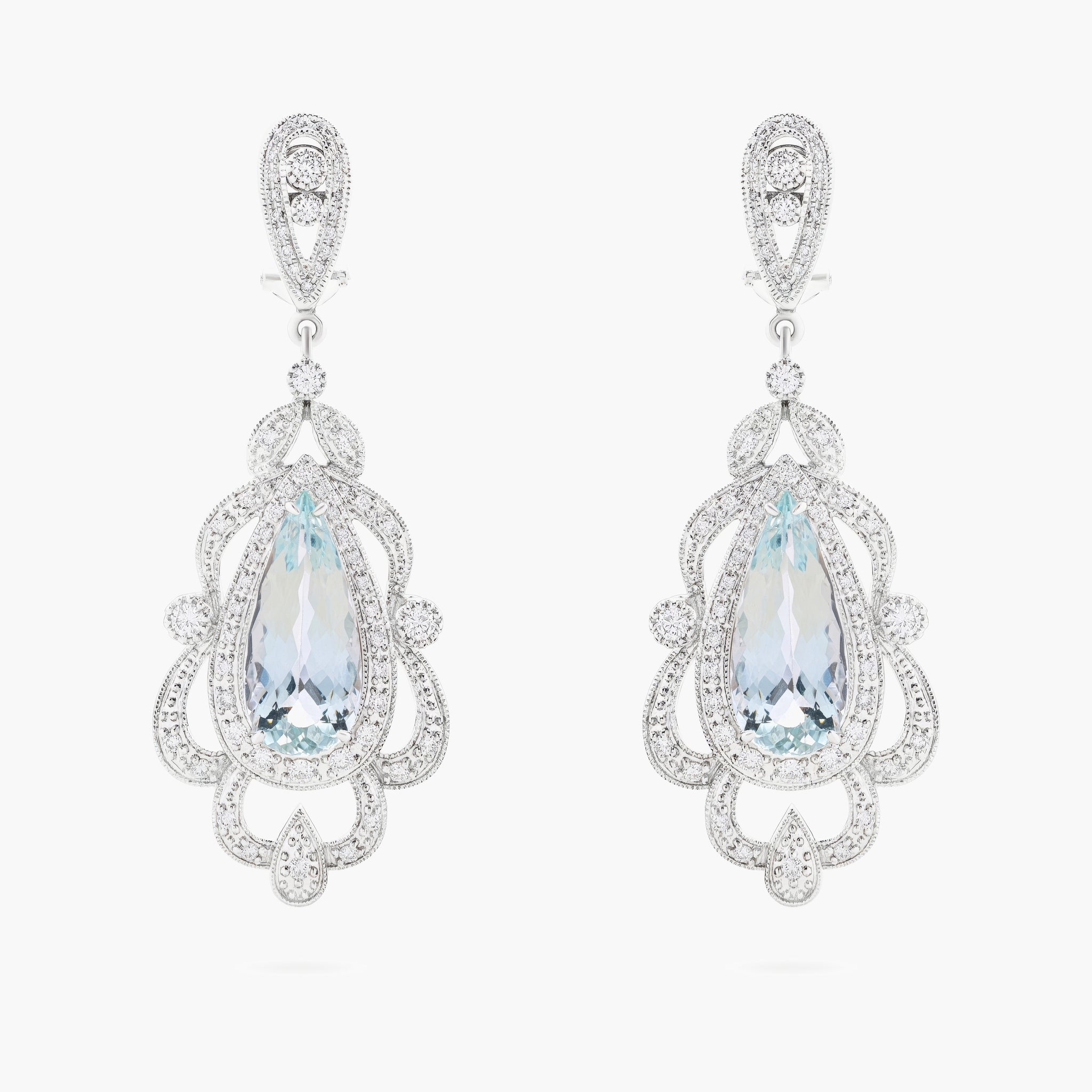Aquamarine and diamond chandelier earrings