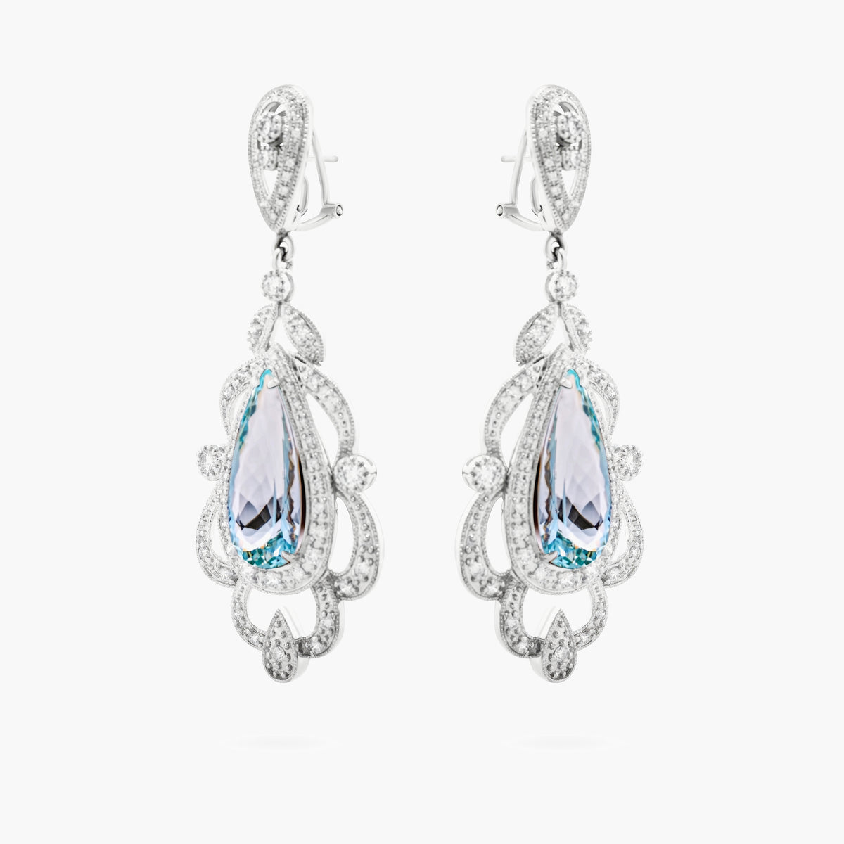 Aquamarine and diamond chandelier earrings