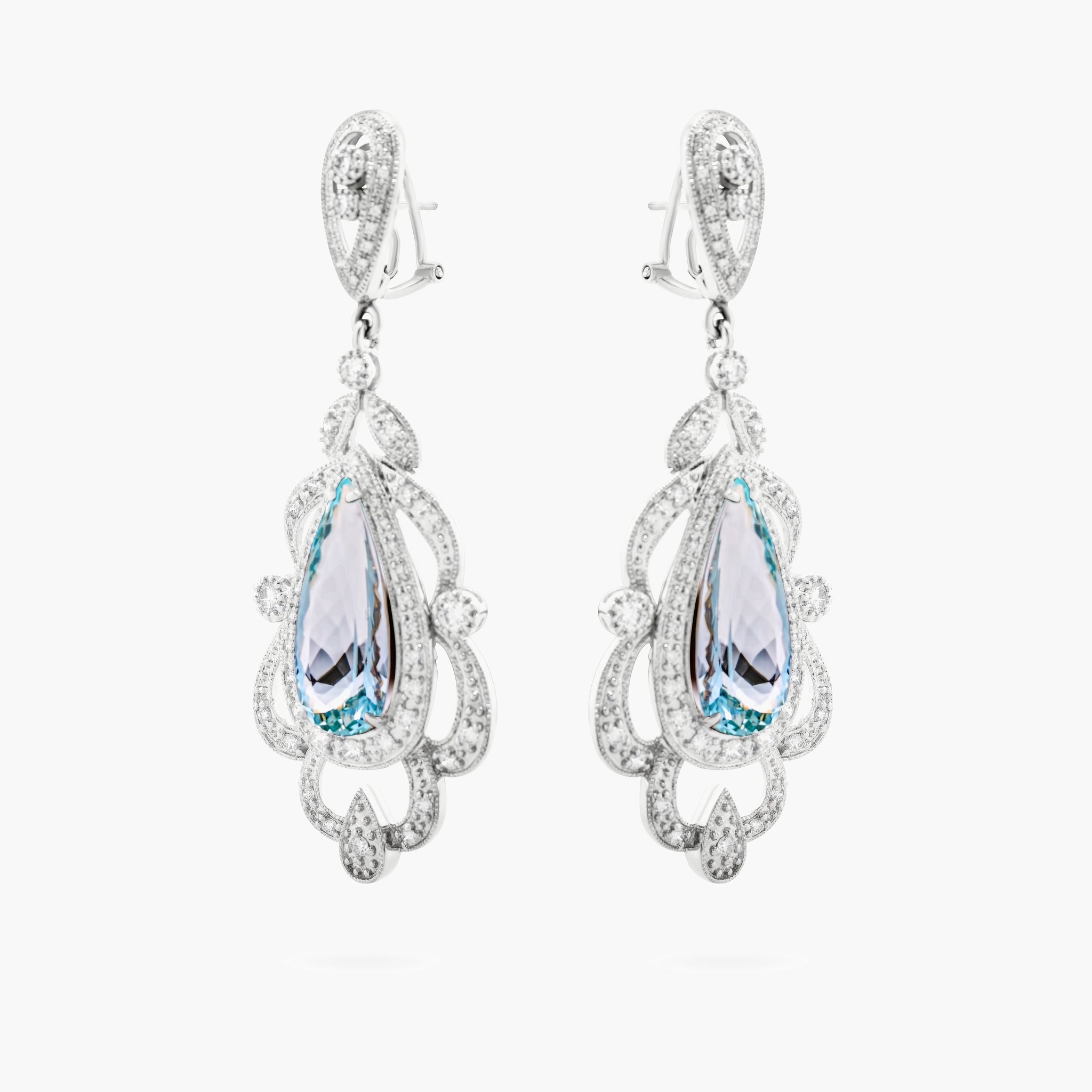 Aquamarine and diamond chandelier earrings