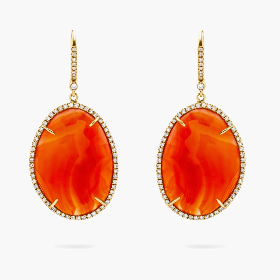 Carnelian and Diamond Earrings