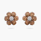 Champagen and white diamond flower earrings