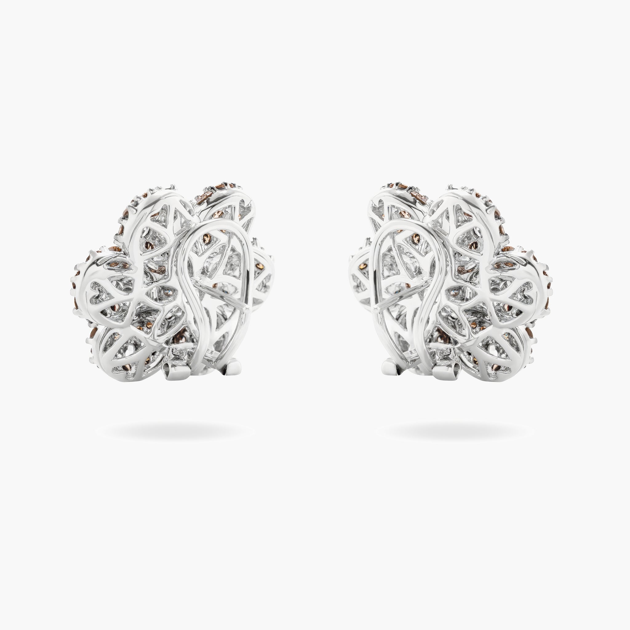 Champagen and white diamond flower earrings