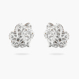 Champagen and white diamond flower earrings