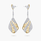 Pave diamond & fancy filigree chandelier earrings
