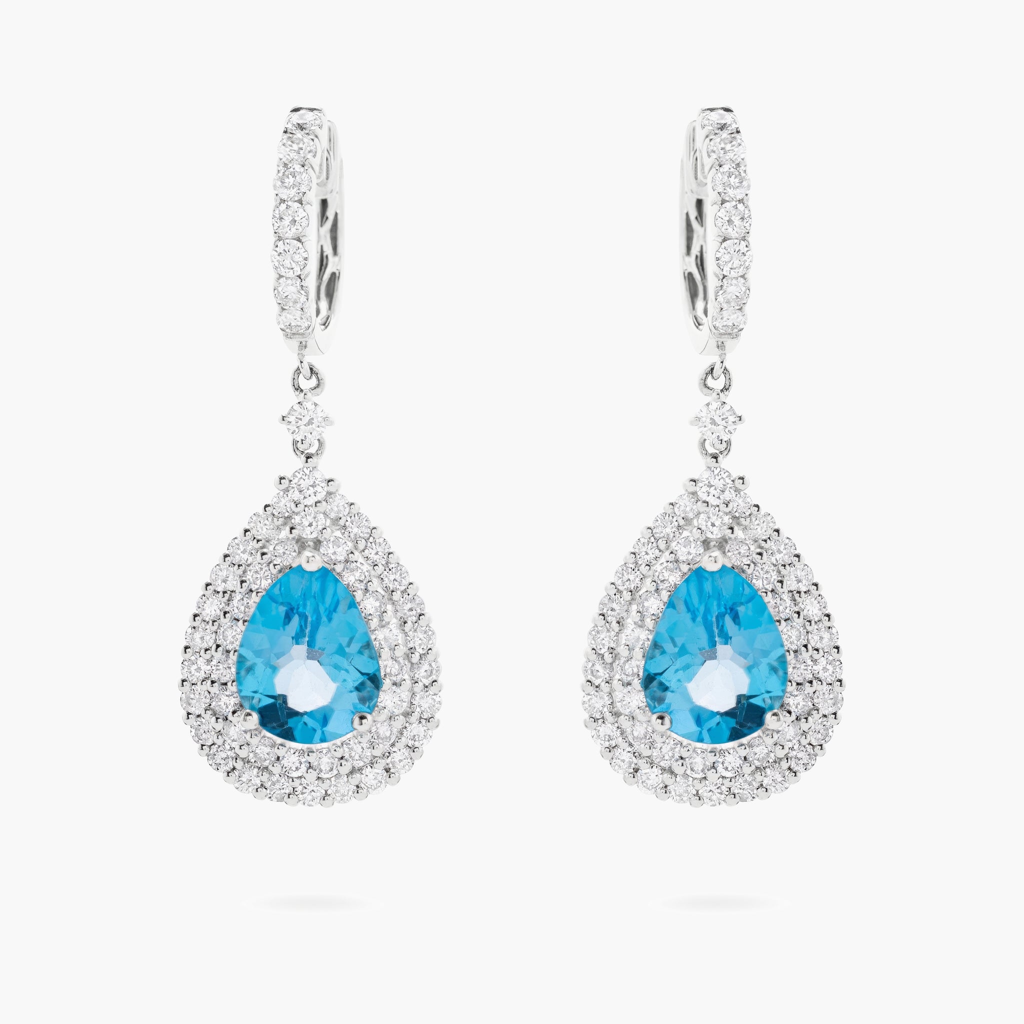 Blue topaz and diamond drop earrings