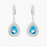 Blue topaz and diamond drop earrings