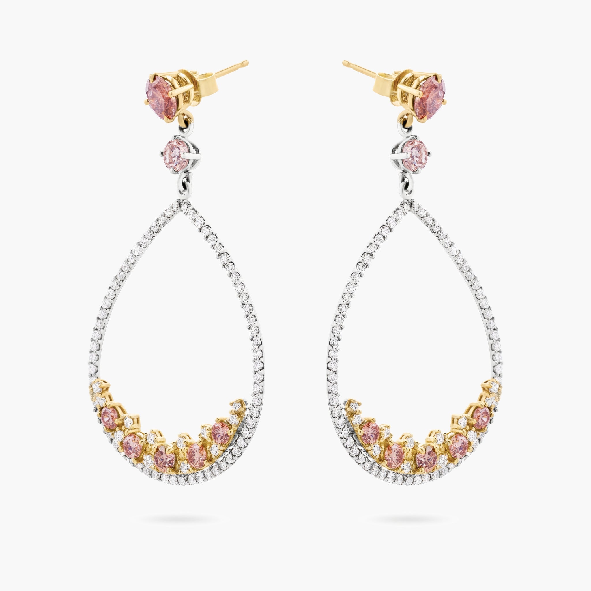 2 tone diamond drop earrings