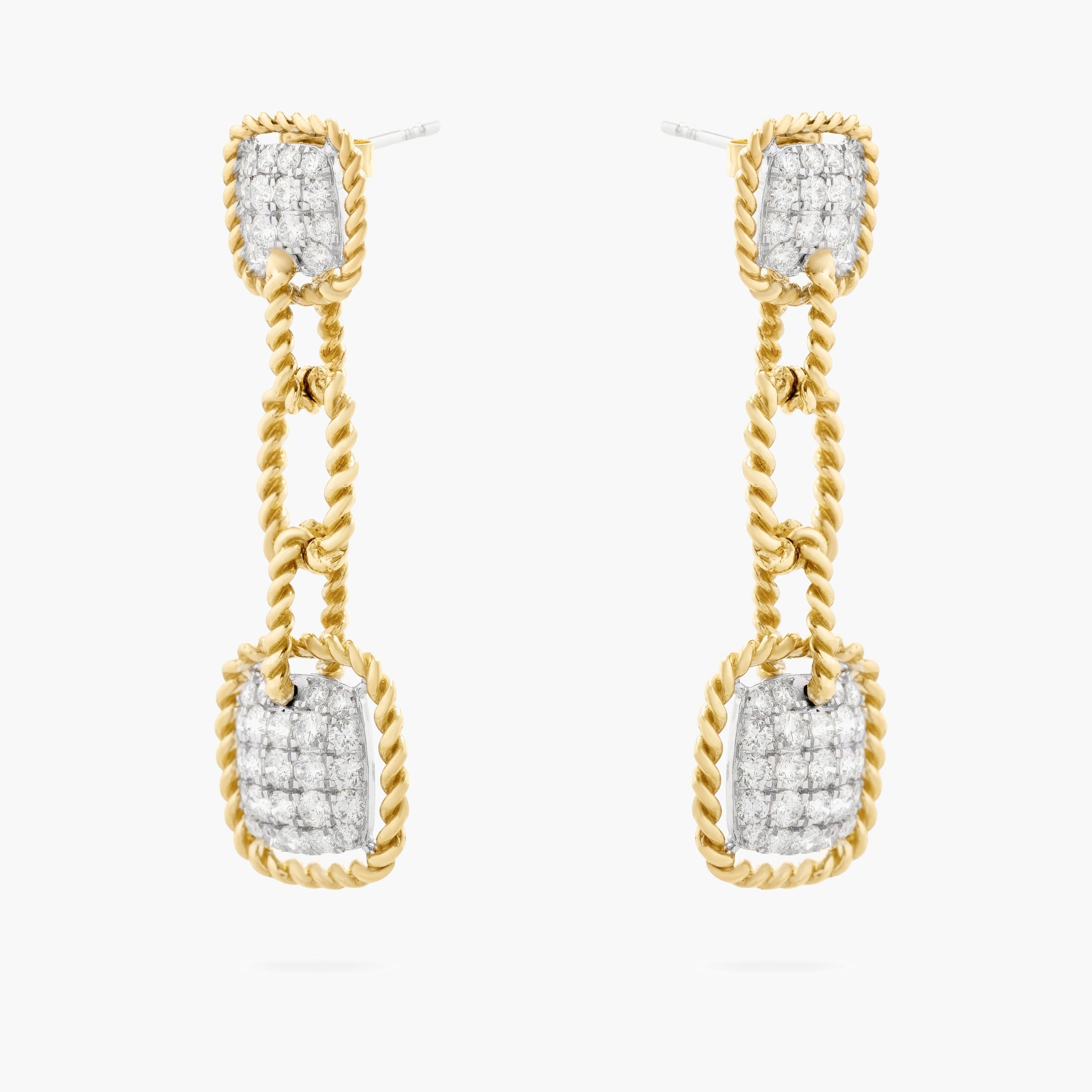 Twisted y/g border w/ pave diamond drops