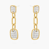Twisted y/g border w/ pave diamond drops