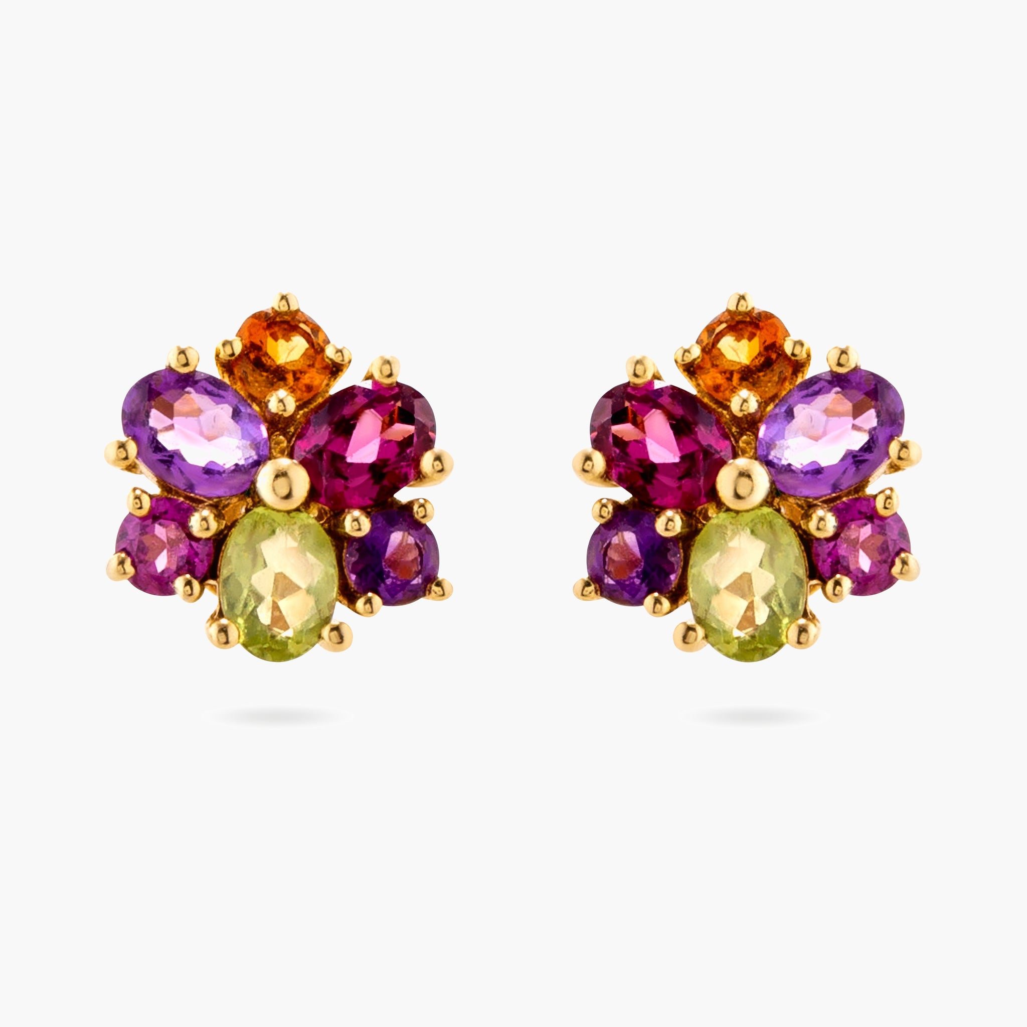 Multi colour gemstone flower earrings
