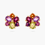 Multi colour gemstone flower earrings
