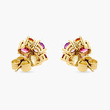 Multi colour gemstone flower earrings