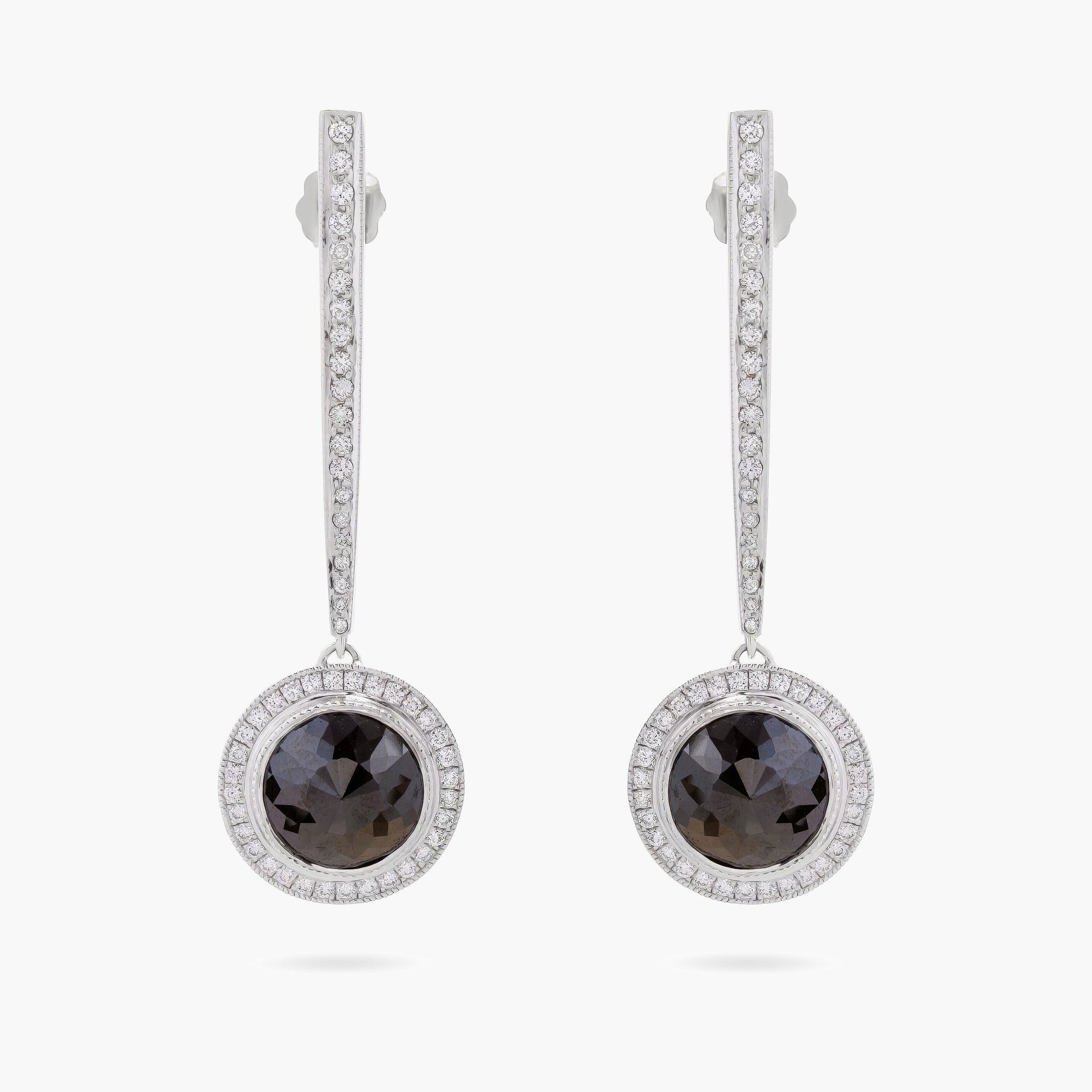 Black & white diamond drop earrings
