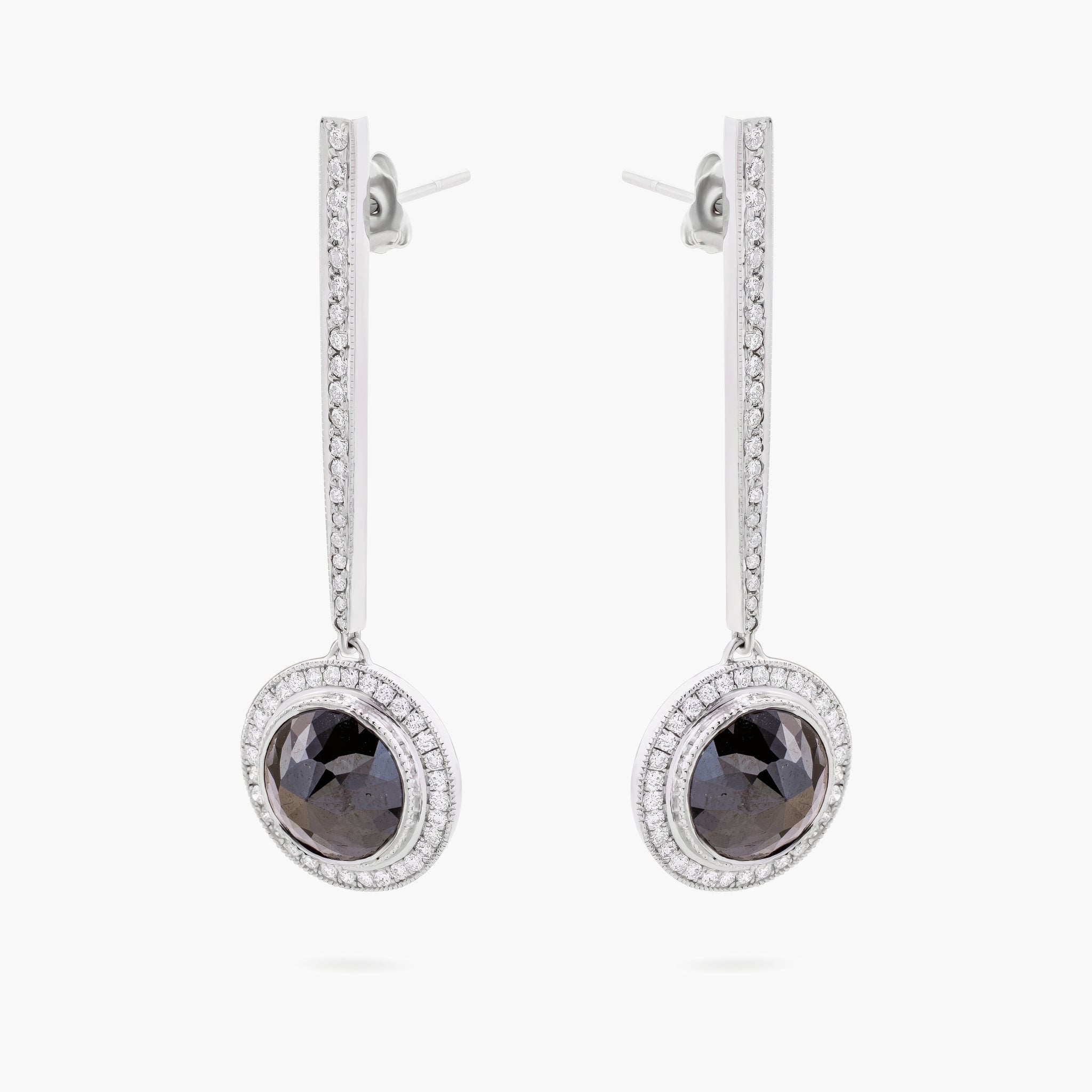 Black & white diamond drop earrings