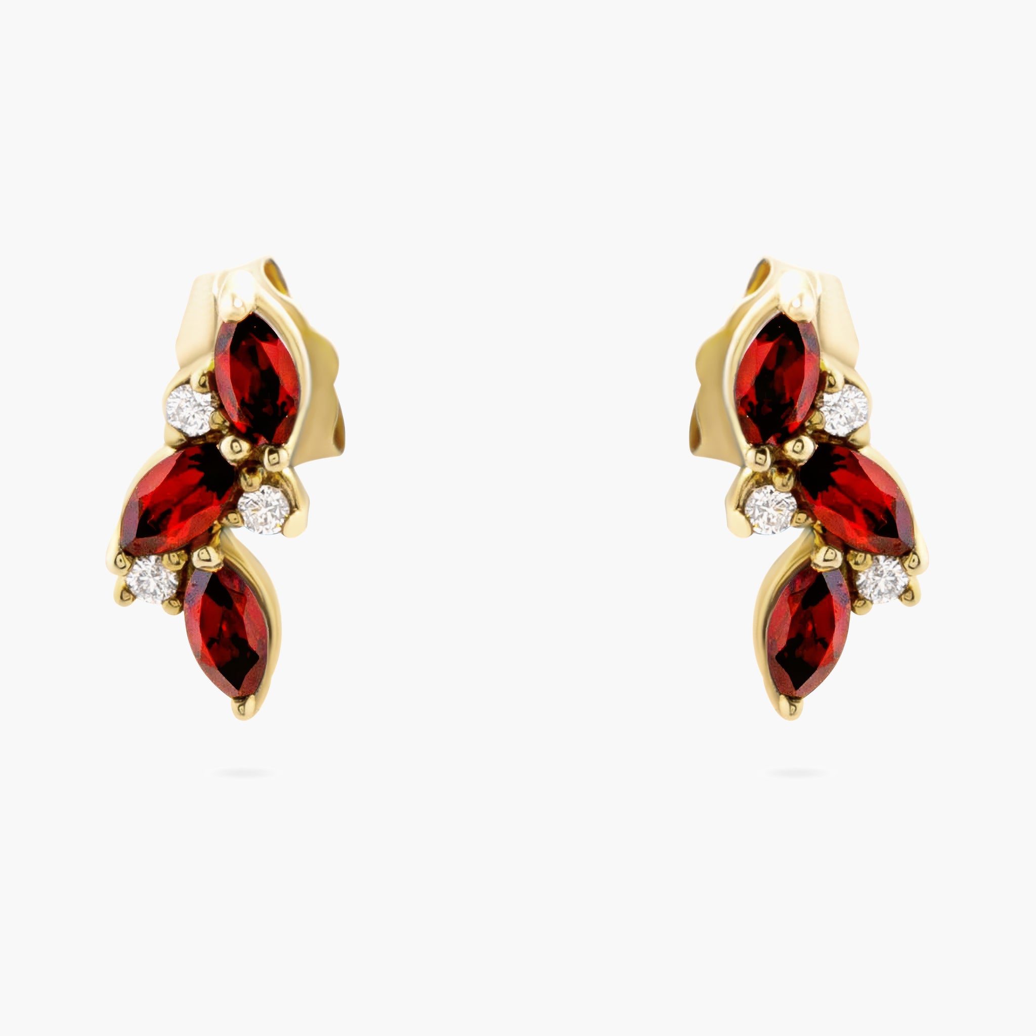 Garnet and diamond stud earrings