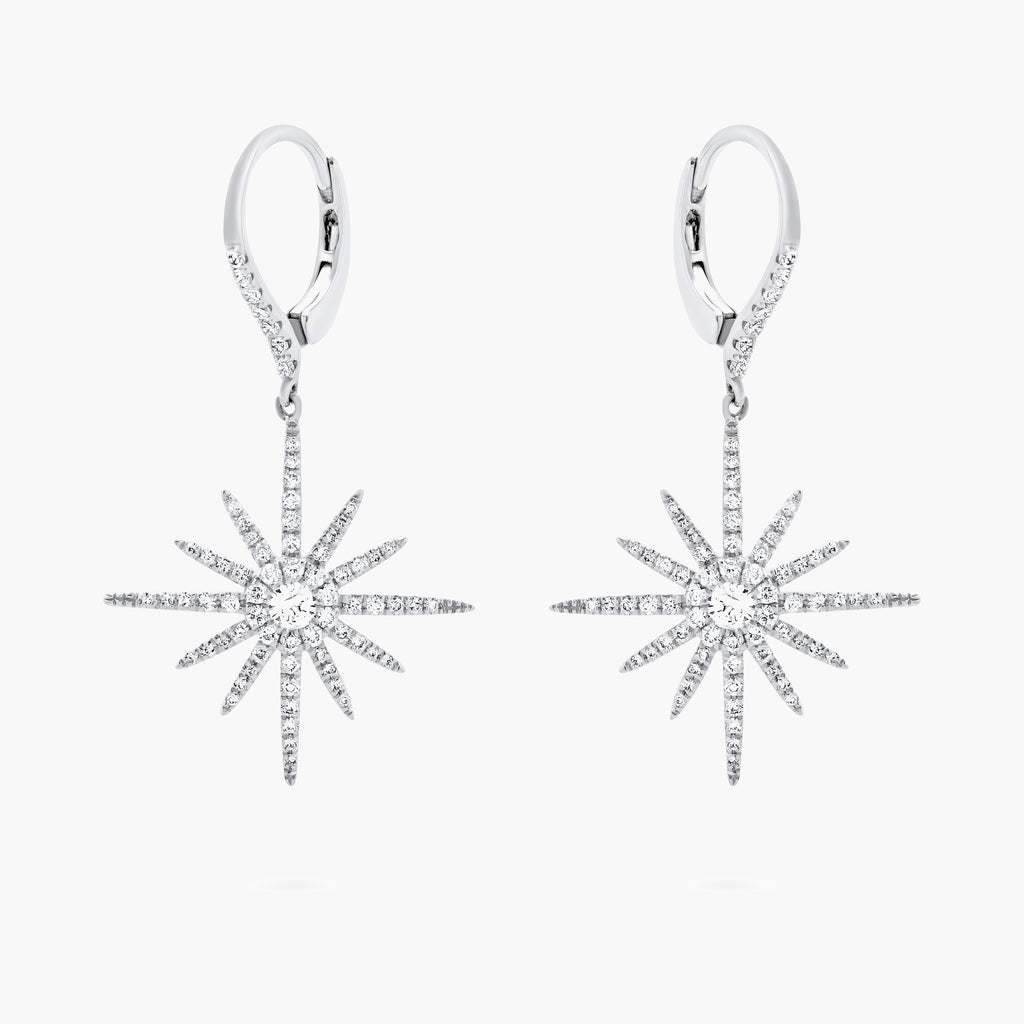 Diamond Starburst Drop Earrings