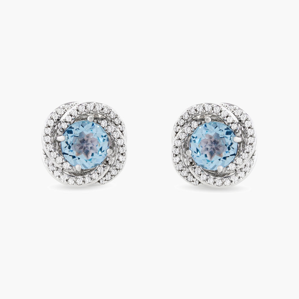 Aquamarine and Diamond Stud Earrings