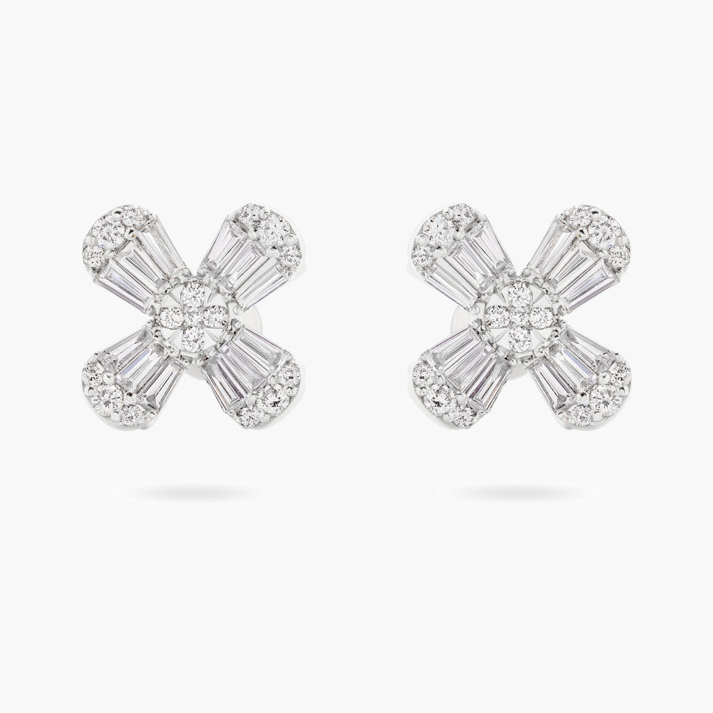 Diamond Flower Stud Earrings
