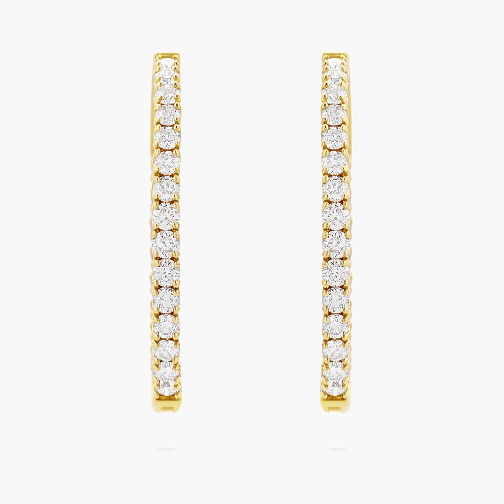 Inside-Outside Oval Diamond Hoop Earrings