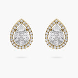 Illusion-Set Pear Diamond Stud Earrings