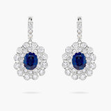 Sapphire and Diamond Double Halo Drop Earrings