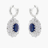 Sapphire and Diamond Double Halo Drop Earrings
