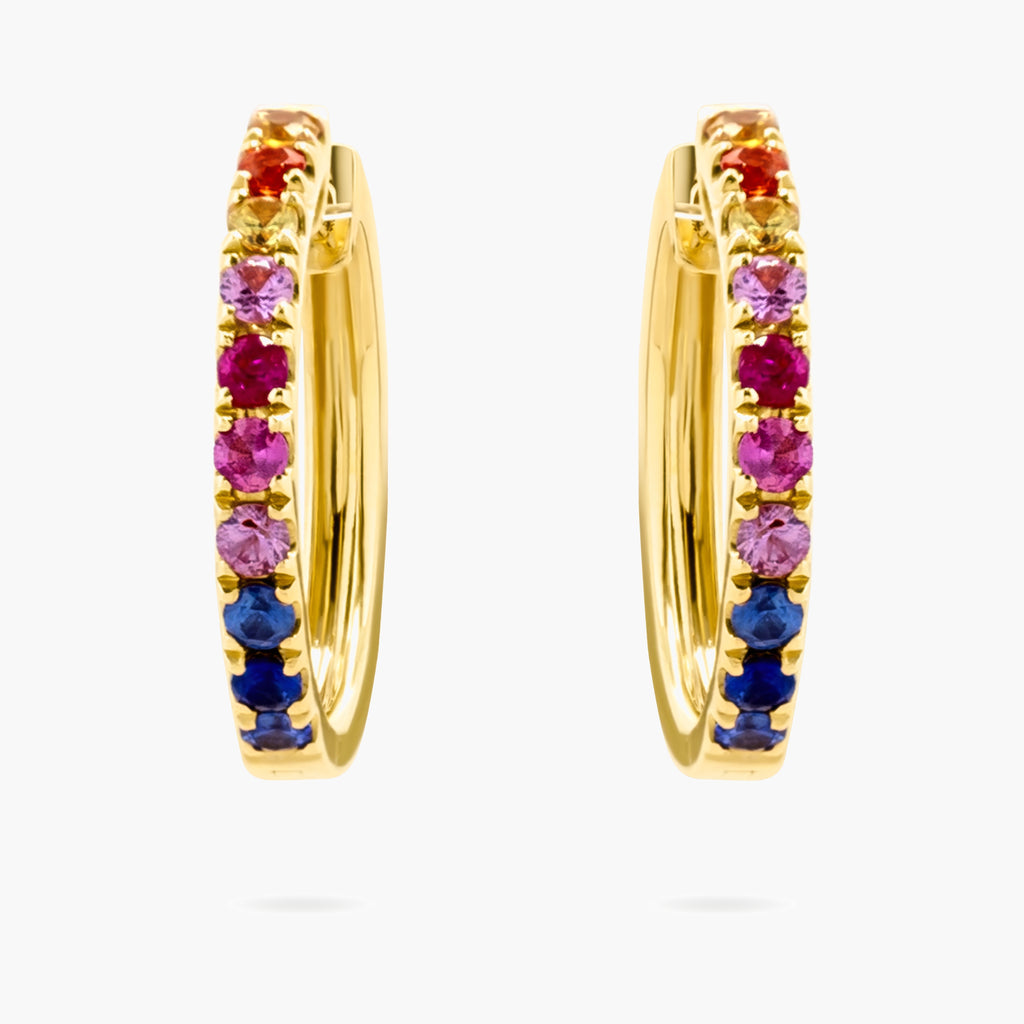 Multicolour Sapphire Hoop Earrings