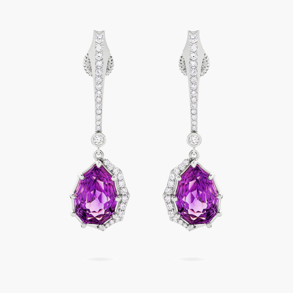 Amethyst and Diamond Drop Earrings