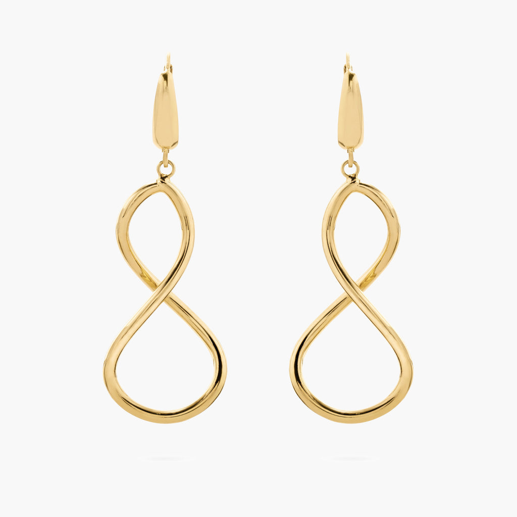 Hollow Gold Figure-Eight Drop Earrings