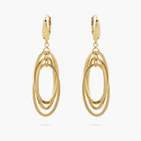 Gold Triple Oval Drop Earrings