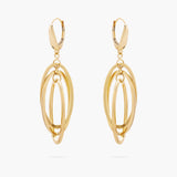 Gold Triple Oval Drop Earrings