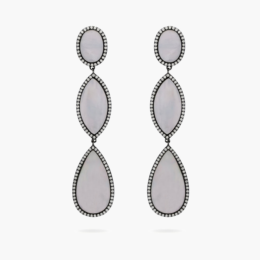 Mother of Pearl and Diamond Drop Earrings