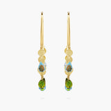 Blue Topaz and Peridot Tassel Hoop Earrings