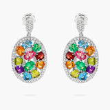 Multi-Gemstone and Diamond Drop Earrings