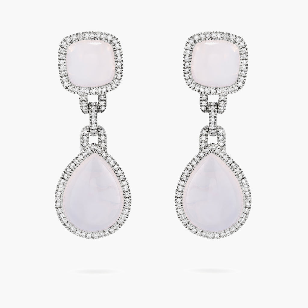 Moonstone and Diamond Drop Earrings