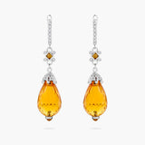 Citrine Briolette and Diamond Drop Earrings