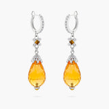 Citrine Briolette and Diamond Drop Earrings
