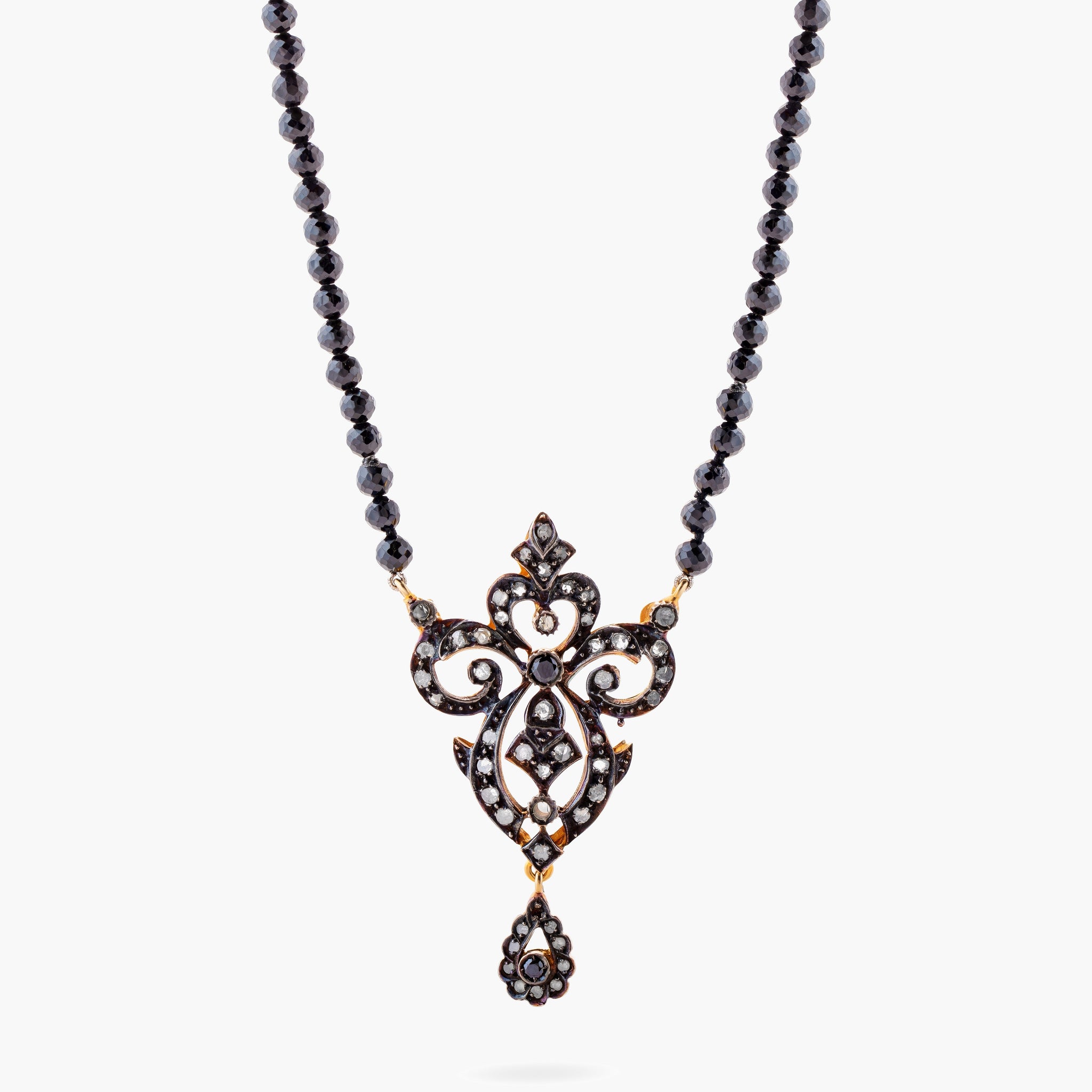Antique Diamond pendant on spinel beads
