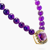 Amethyst & green tourmaline pendant on amethyst beads